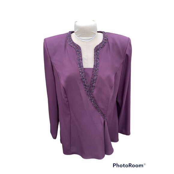Lady Nah Nah Beaded Dressy Top Deep Plum Sz. 16W - Picture 1 of 8